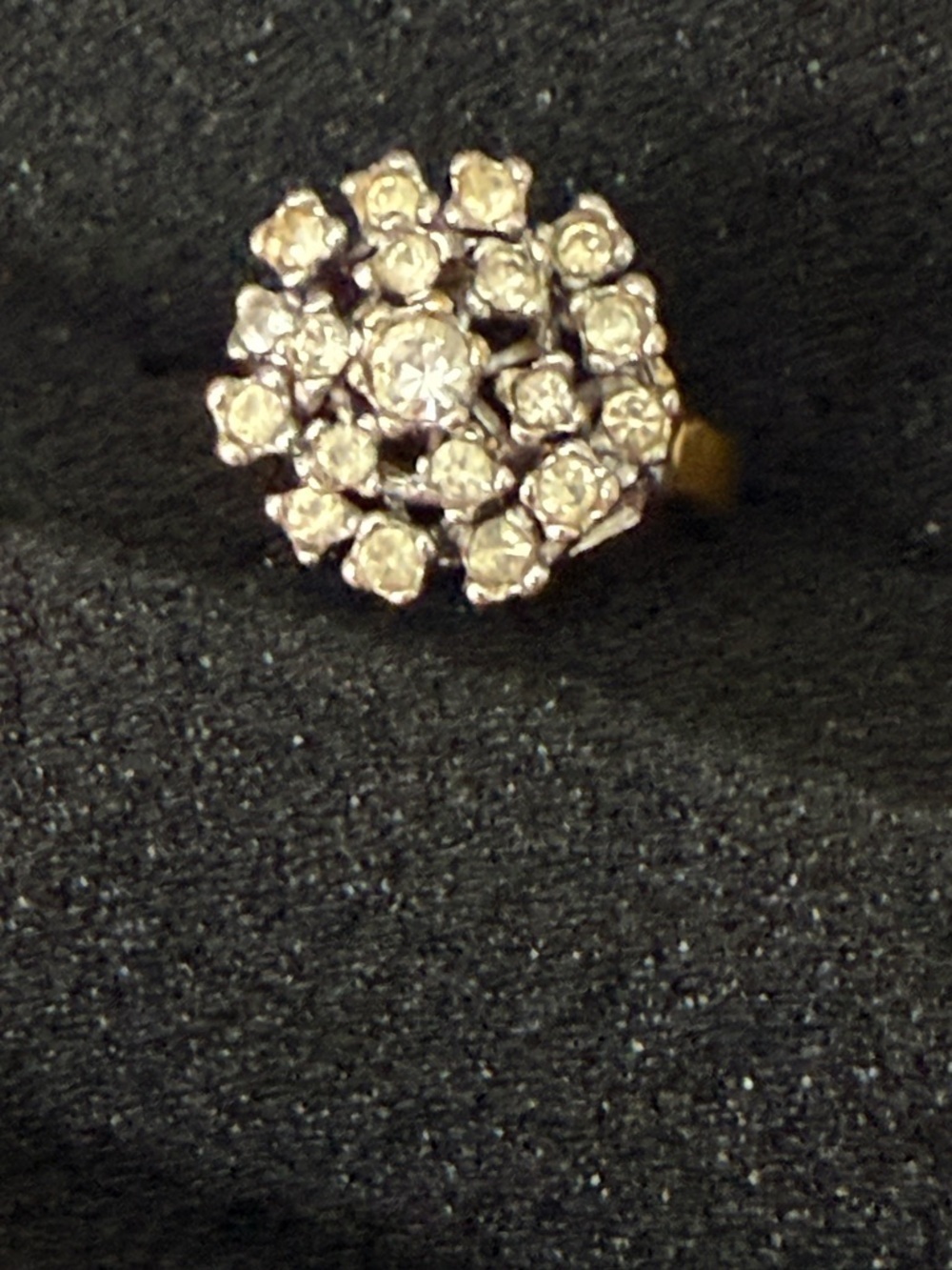 Vargas 18KT HGE Rhinestone Tiered Cluster Ring Size 6